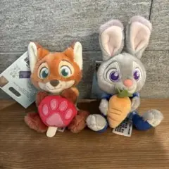 香港 ディズニー ズートピア ニック ジュディ ぬいぐるみキーホルダー