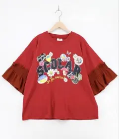 スカラー　scolar 162714：フリル袖付き ポップロゴTシャツのサムネイル