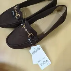 ブラウン モカシンスタイル ローファー　スエード