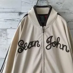 ショーンジョン 刺繍ロゴ サイドライン トラックジャケット ベージュ×ブラウンのサムネイル
