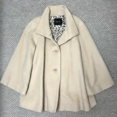 BOSCH アイボリー ショートコート（裏地おしゃれなレオパード柄）