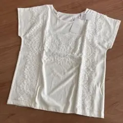 値下げ！新品　SENSE OF PLACE レース切替 半袖Tシャツ ホワイトのサムネイル