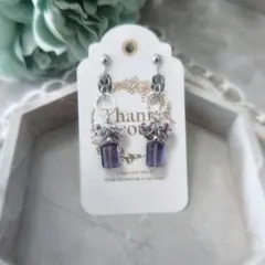 フープ/スクエアビーズ/イヤリング/ファルファーレ/パープル/ミックスカラー