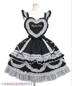 Angelic Pretty ハート胸当て付きスカート ブラックのサムネイル