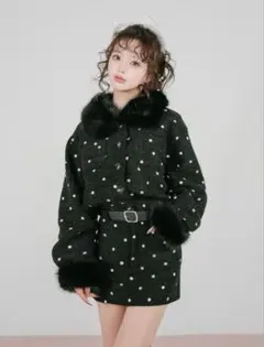 お正月セール！Darich ダーリッチ ドットツイードジャケットコート ブラック