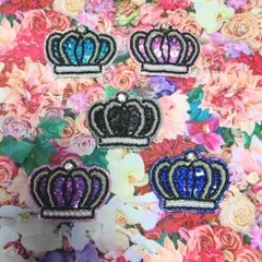 王冠 ビーズ刺繍 ブローチ  ミニサイズ 5点セット