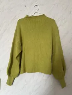 coca リブ編みライムグリーンニット Mサイズ