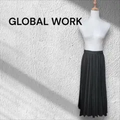 GLOBAL WORK グリーン 総プリーツロングスカート　Sサイズ　大人上品