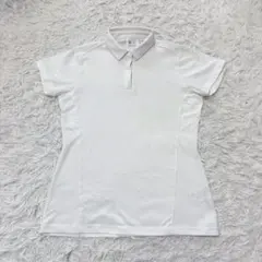 デサント ゴルフ ポロシャツ 白 ウェア ロゴ ストレッチ