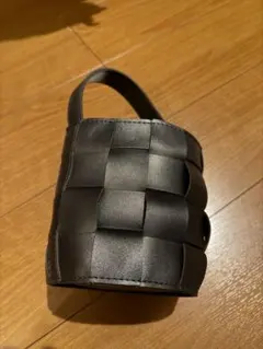 黒 レザー 編み込み ショルダーバッグ