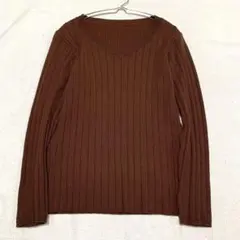 【ライム】リブニット 袖口金ボタン Vネック 長袖 シンプル Lのサムネイル