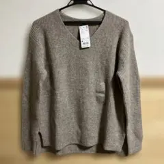 UNIQLO スフレヤーン Vネックサイドスリットセーター 長袖