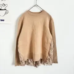 ミラオーウェン　レース切り替えニットプルオーバー　ゆったりシルエット◎ 可愛い