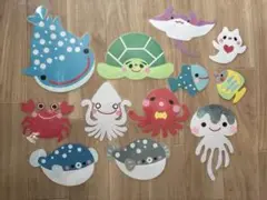 壁面飾り⭐︎海の生き物14点　色画用紙手作り