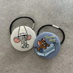 TOM and JERRY 刺繍缶ヘアゴム　トムとジェリー　タフィー　2個セット