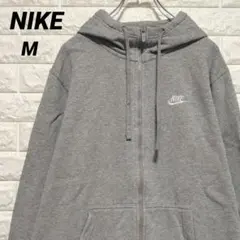 【NIKE】✔ ジップアップパーカー グレー ワンポイントロゴ US古着