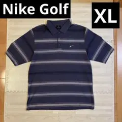 【Nike Golf 】ポロシャツ ネイビー ボーダー柄 (メンズXLサイズ)のサムネイル