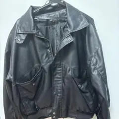 clel ヴィンテージデザイン合皮ブルゾン
