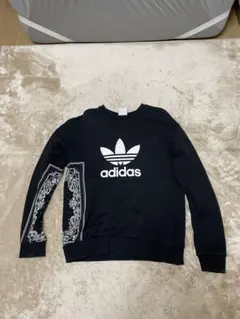adidas スウェット トレーナー Lサイズ バンダナ柄 クルーネック 黒