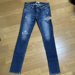 ミドルウエストSIDE RIPPEDスキニーデニムパンツ