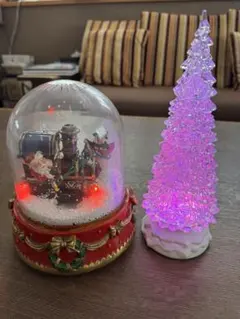クリスマス スノードームとLEDツリーセット