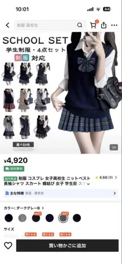 学生制服風コスプレ 5点セット