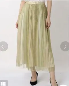 新品未使用 マーキュリーデュオ チュール×レースプリーツスカート ライム