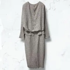 2551♡スコープ♡ロングワンピース ベージュ 9A パワショル レトロ 古着