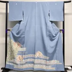 色留袖　単衣　金駒刺繍　刺繍　鳳凰　唐花模様　金糸　着物　046k