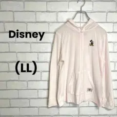 美品　ディズニー　薄手　ジップパーカー　薄ピンク　長袖　春夏　LL XLミッキー