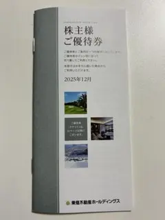 株主優待券100株分東急不動産 ホテル宿泊、リゾート施設、スキー場、ゴルフ場等