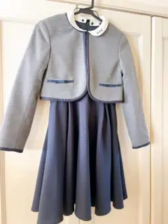 お値下げ　Lindasy 卒業式　150 ジャケット付きドレス グレー/ネイビー