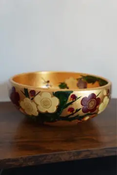 金沢箔　紅白梅紋菓子鉢