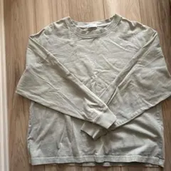 薄いグリーン コットン長袖Tシャツ 160/85