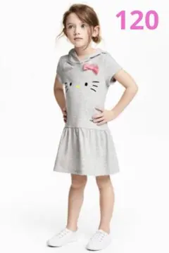 【新品】120cm H&M キティちゃん♡スウェットワンピース　サンリオ