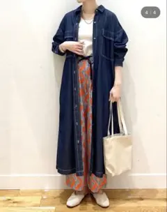 美品✨FORK&SPOON　シャツワンピース デニムシャツ ロング丈 羽織り