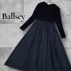 【美品】Ballsey リンクスリブコンビクルーネックワンピース ウール混 黒