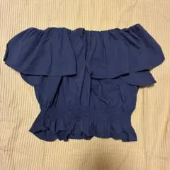 MURUA ネイビー オフショルダー フリルトップスのサムネイル
