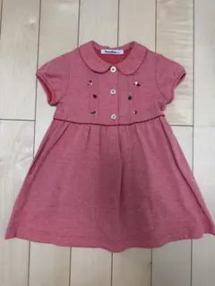 美品★ファミリア ワンピース 女 赤 ピンク 半袖 100センチ
