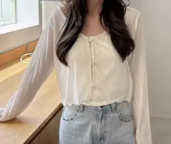 GRLホワイトシアーリブカーディガン Fサイズ