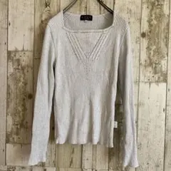 EVEX by KRIZIA トップス ニット ビジュー グレー 42 大きい