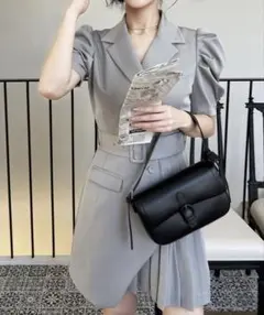 ROYAL PARTY パフスリーブジャケットプリーツミニワンピース