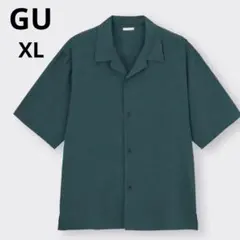 オープンカラーシャツ 5分袖 GU ジーユー グリーン XL 大きめ メンズ
