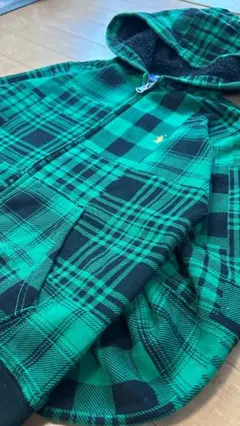 希少 Ralph Lauren チェック ジップパーカー 緑 y2k 短丈 S