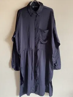 【ZARA】 黒 ロングシャツブラウス Lサイズ USED