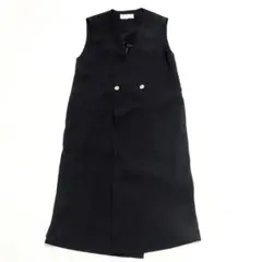 【美品】ロペピクニック ゴールドボタン ロングジレ ベスト ブラック M