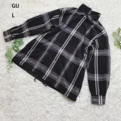 ジーユー　ジャケット　オーバーサイズシャツフリース　ボア　ユニセックス　L 黒白