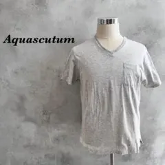 【希少LL】アクアスキュータム Tシャツ ポケット チェックタグ グレー 32のサムネイル