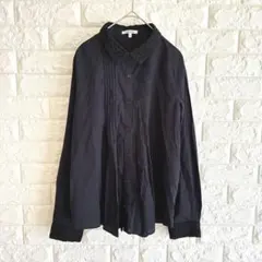 グローバルワーク/レース襟ブラウス/長袖/L/コットン/ネイビー