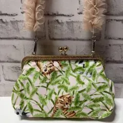 ☆ハンドメイド☆がま口ショルダー チュールショルダー 猫柄